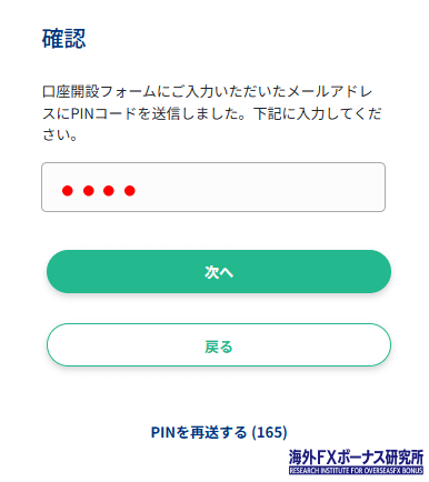 PINコードを貼り付け