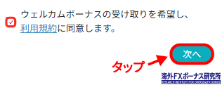 ボーナスの利用規約を確認